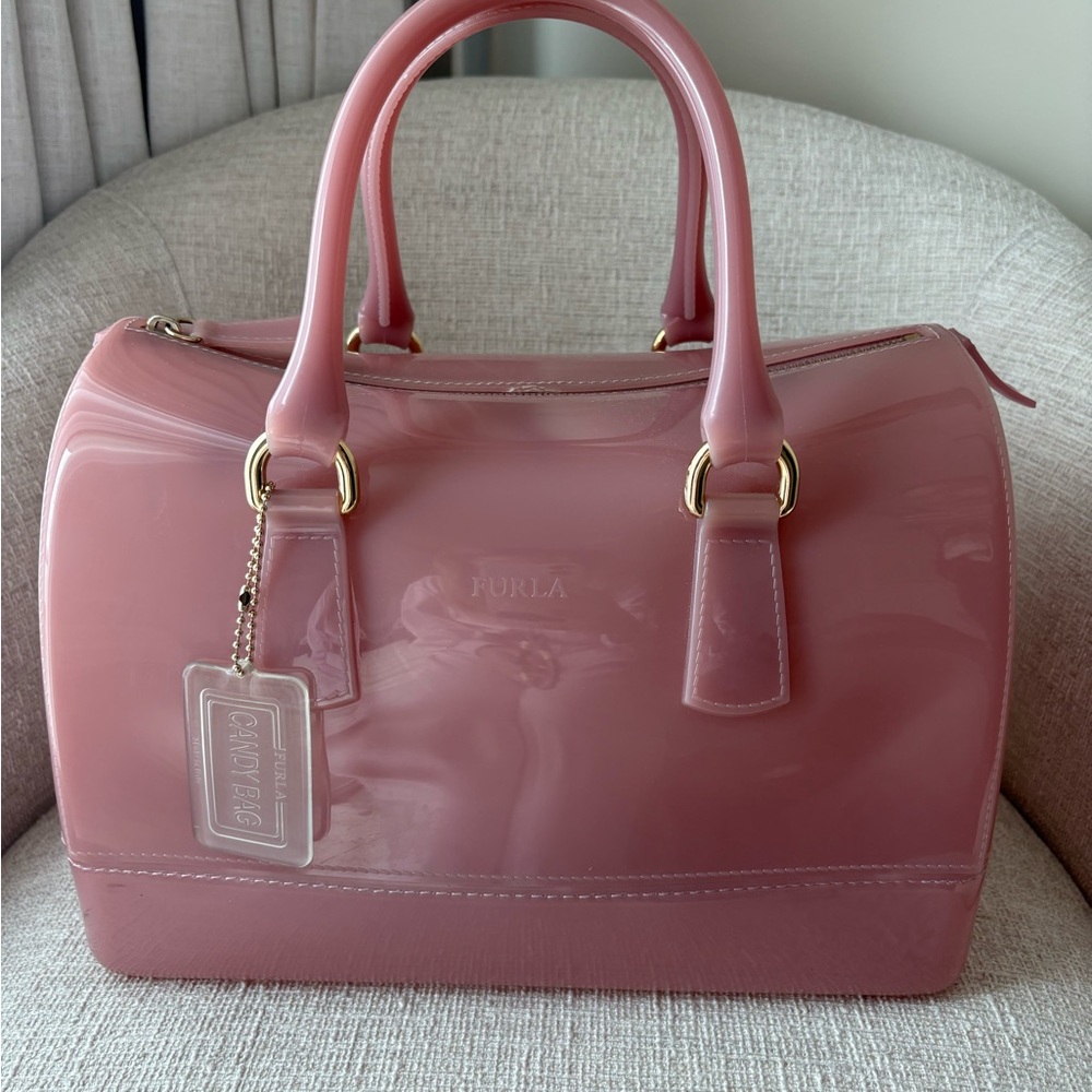Furla Glossy Pink Satchel Bag